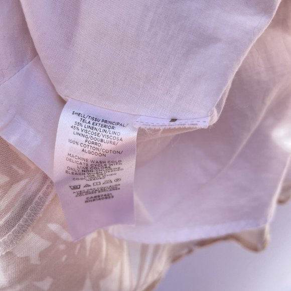 Loft Women's Dress 6 Mini Palm Tree Print Tan Short Sleeve Square Neck New - Picture 10 of 11